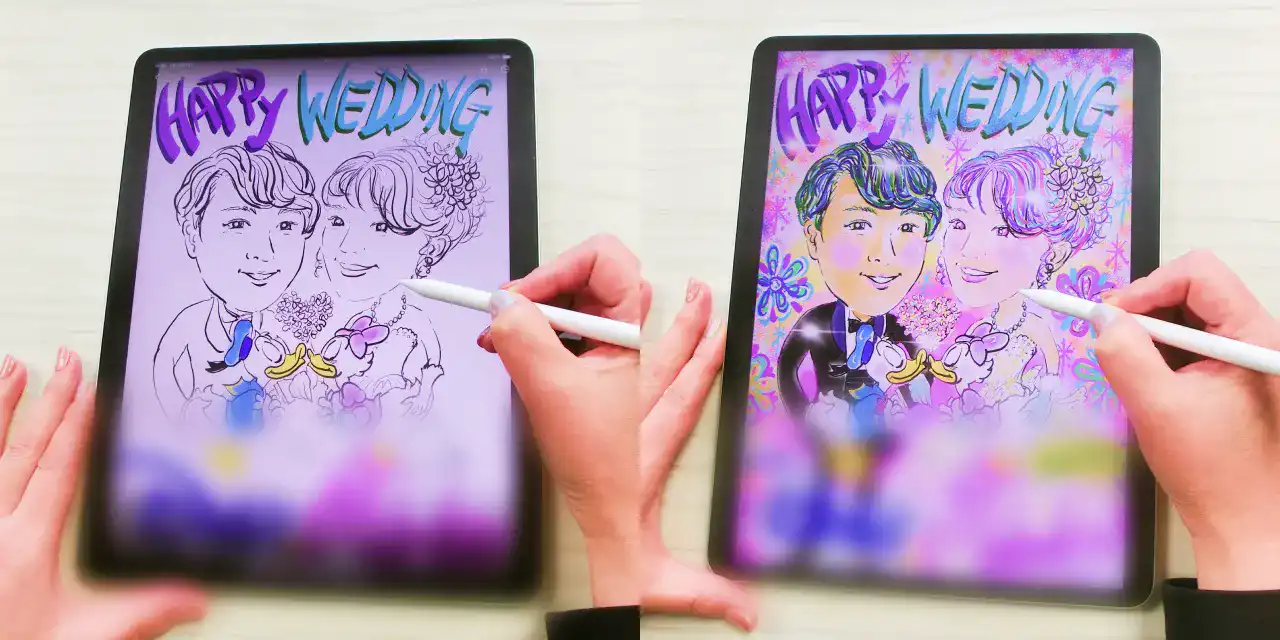 デジタル似顔絵の鮮やかな色彩