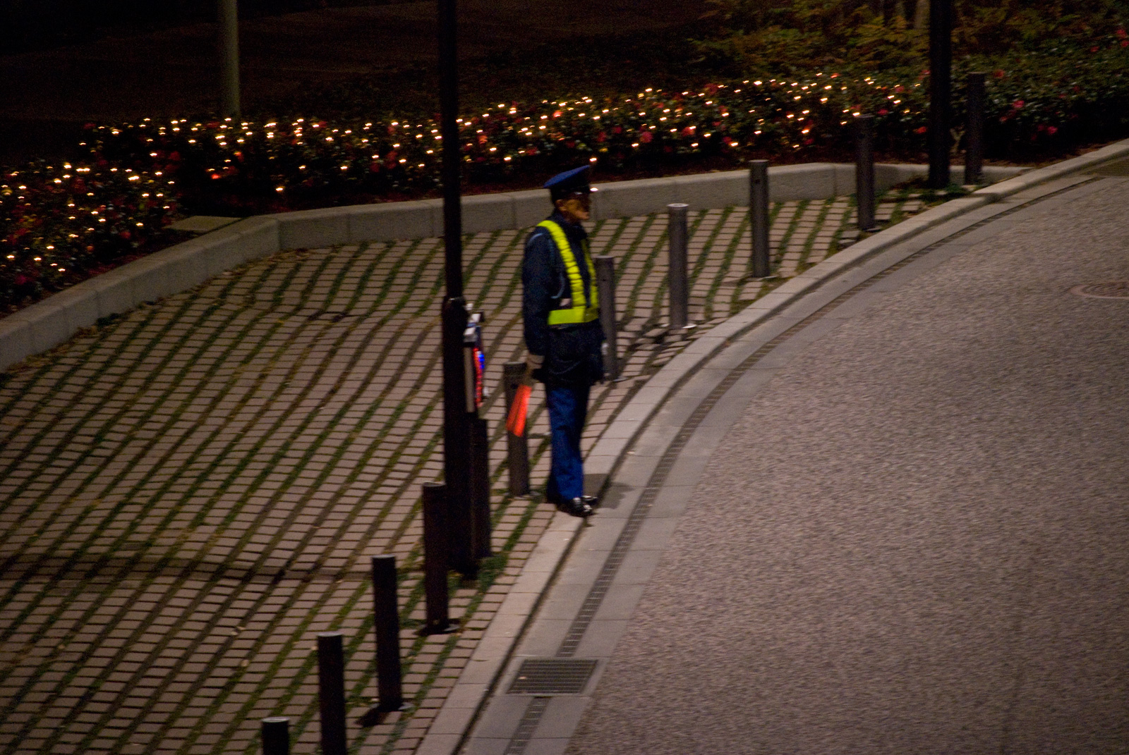 security guard standing in road